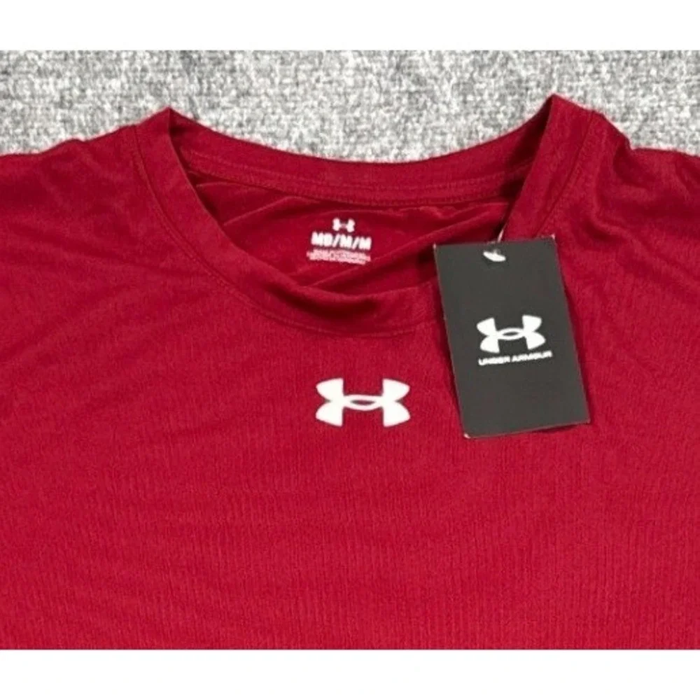 Under Armour Mens Medium Team Tech Shirt Red Loose Fit Performance Tee NWT